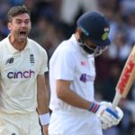 LEEDS, ENGLAND - AUGUST 25: James Anderson of England celebrates after dismissing Virat Kohli of India during the 3rd LV= Test Match between England and India at Emerald Headingley Stadium on August 25, 2021 in Leeds, England. (Photo by Philip Brown/Popperfoto/Popperfoto via Getty Images)