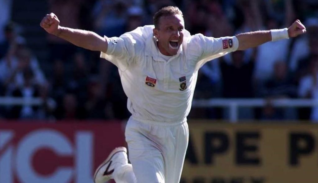 Allan Donald celebrates wicket