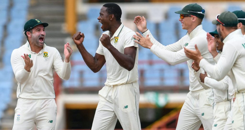 Kagiso Rabada Dean Elgar celebrate