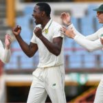 Kagiso Rabada Dean Elgar celebrate