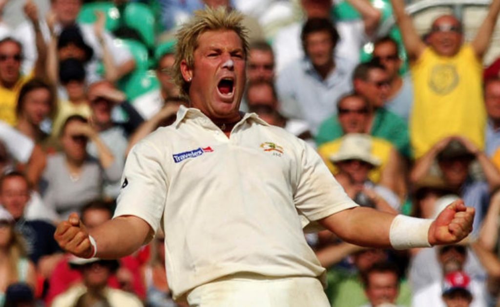 Shane Warne wicket celebrates blond hair