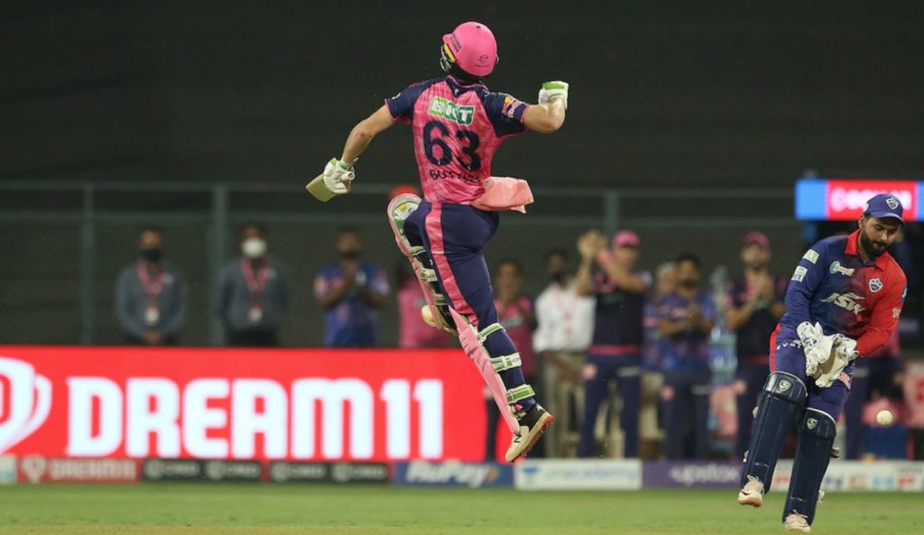 Jos Buttler celebrates IPL century 2022