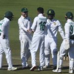 Keshav Maharaj Dean Elgar celebrate wicket 11 April 22