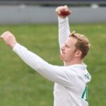 Simon Harmer bowls SA Bang 1 Apr 2022