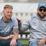 Ben Stokes Brendon McCullum England seated