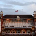 The Oval flag half mast