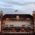 The Oval flag half mast