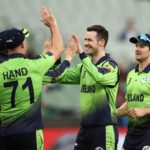 George Dockrell celebrates with Ireland teammates