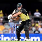 Marcus Stoinis hits a boundary against Ireland at the T20 World Cup