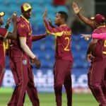 West Indies celebrate taking a wicket against Zimbabwe at the T20 World Cup October 2022