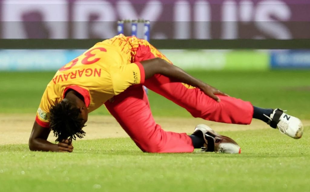 Zimbabwe bowler Richard Ngarava was injured in the T20 World Cup match against South Africa