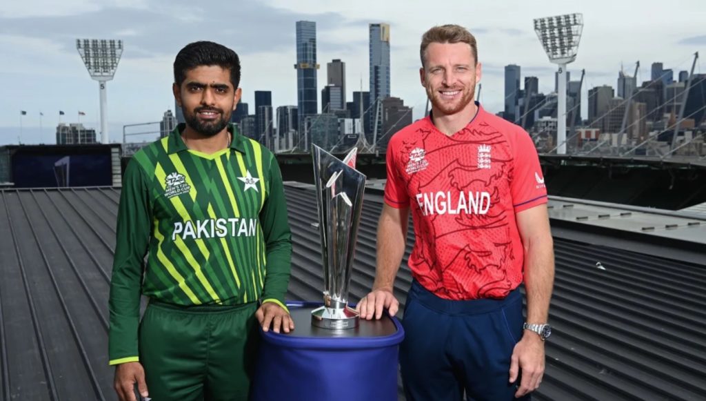 Babar Azam Jos Buttler T20 World Cup trophy MCG