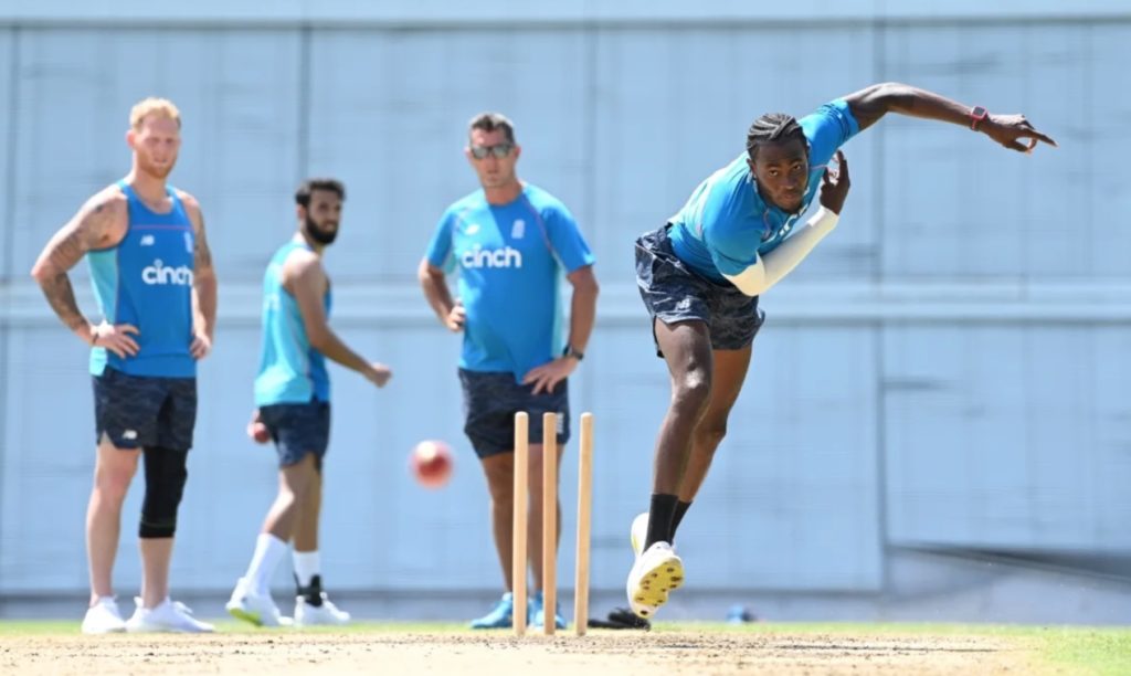 Jofra Archer England nets March 2022