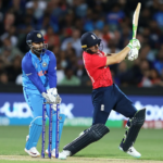 Jos Buttler swivels and pulls against India in the T20 World Cup semi-final