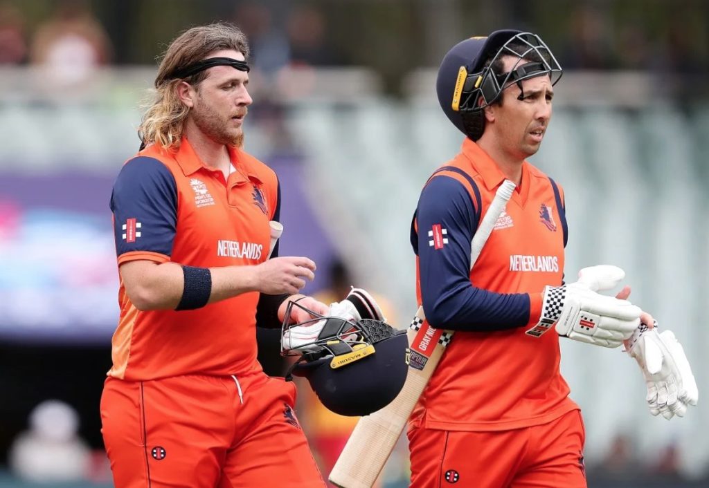 Max O'Dowd and Tom Cooper shared a crucial parternship for Netherlands against Zimbabwe at the T20 World Cup
