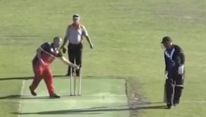 Batsman flips out after mankad dismissal
