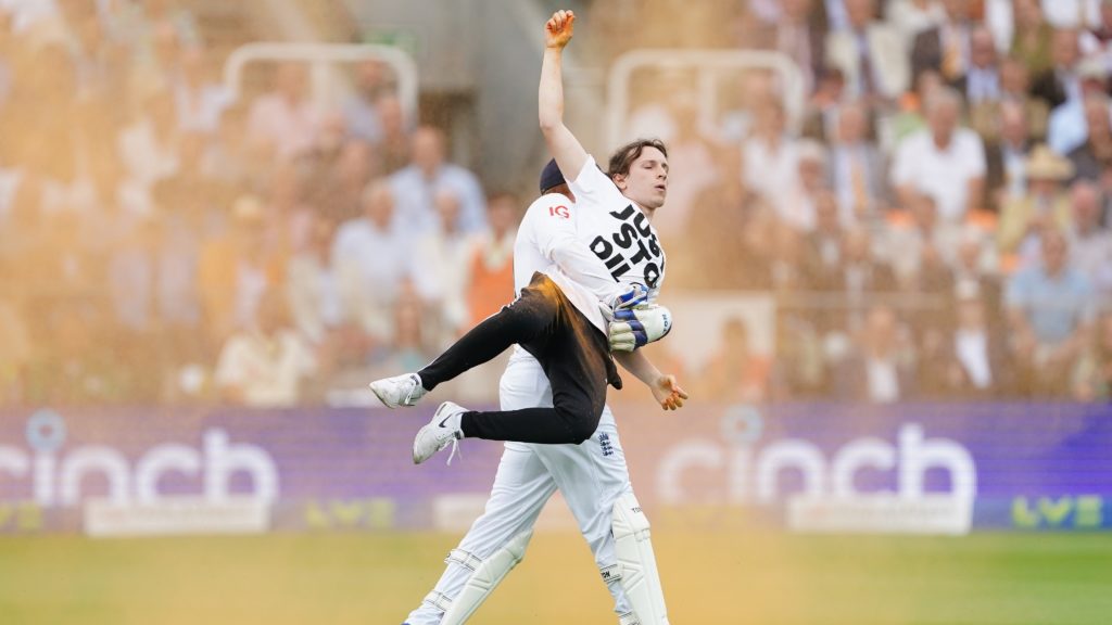 Jonny Bairstow protestor oil