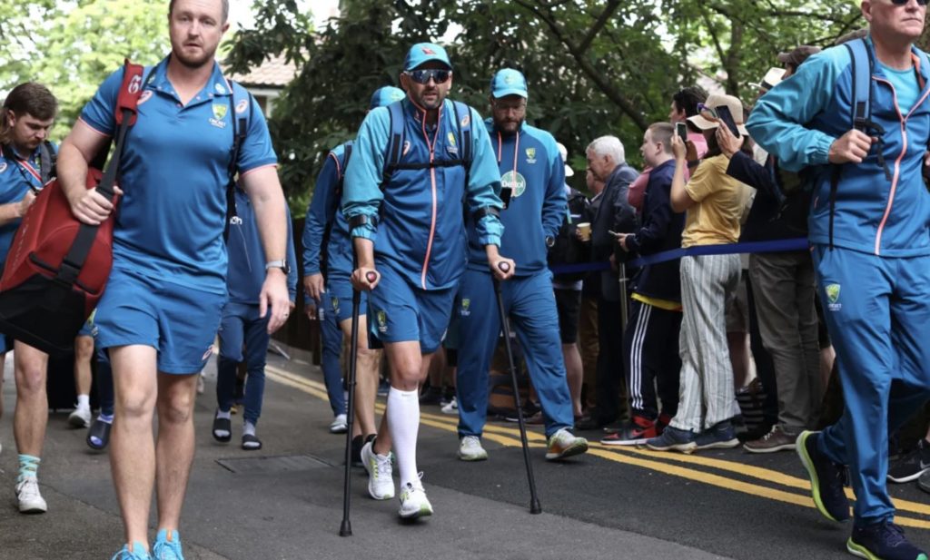 Nathan Lyon crutches 30 June 2023