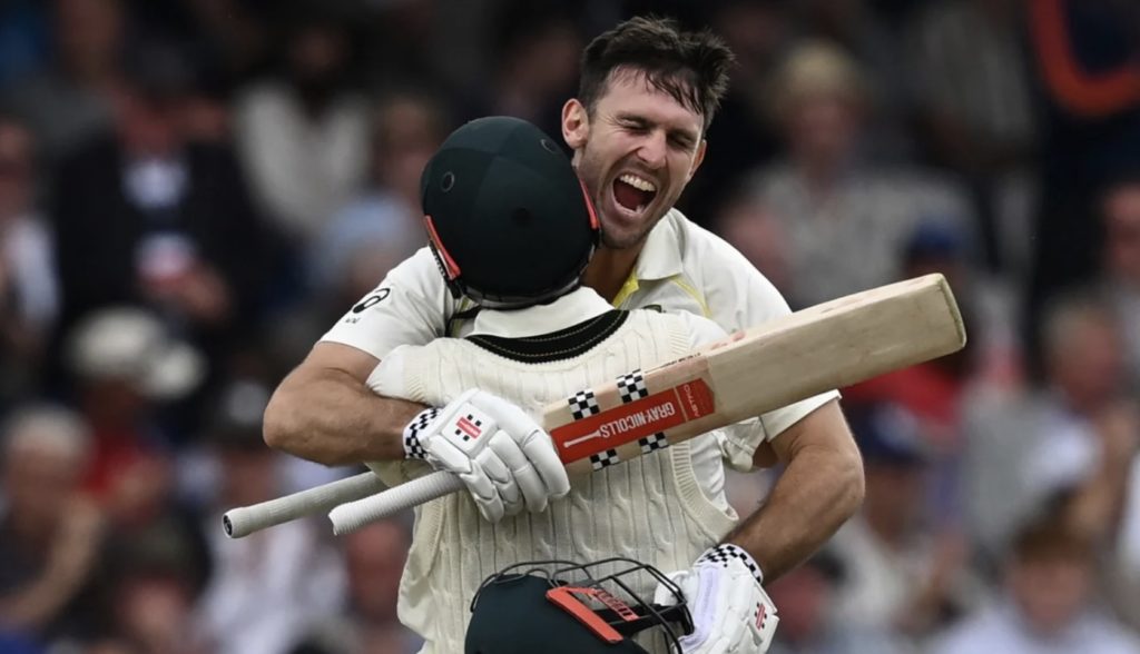 Mitchell Marsh celebrates hundred 6 July 2023