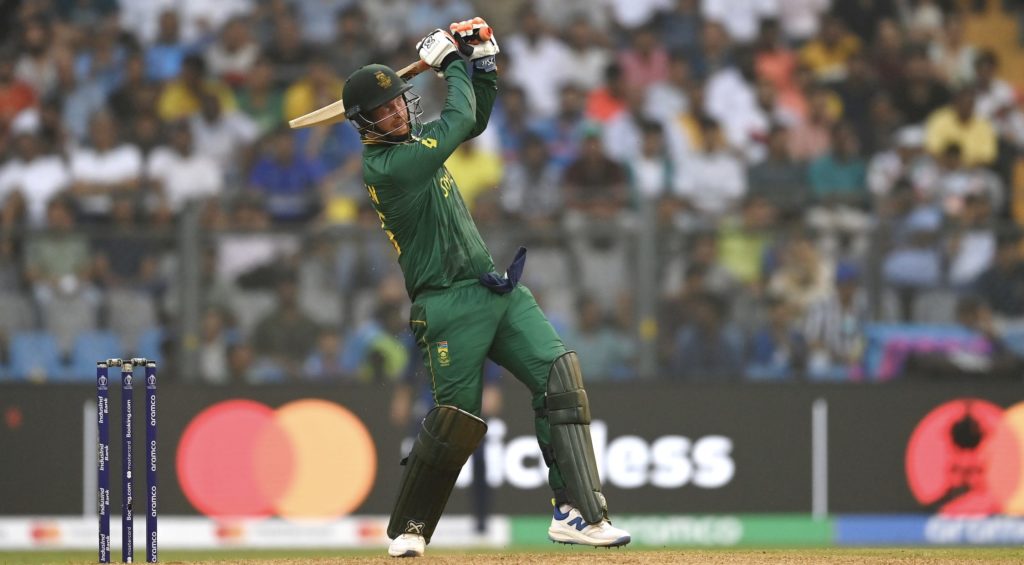 Heinrich Klaasen hits 21 Oct 2023 Gareth Copley Getty Images