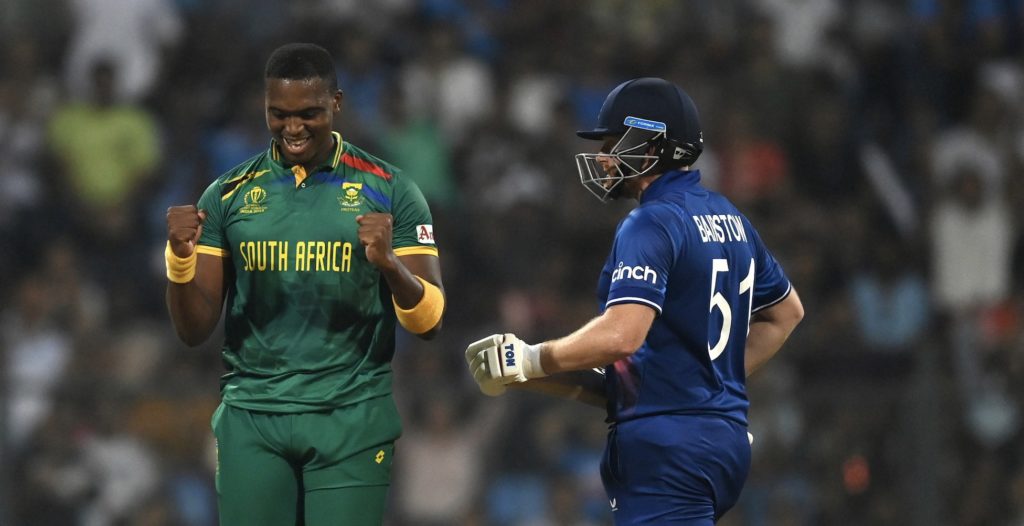 Lungi Ngidi Jonny Bairstow 21 Oct 2023 Gareth Copley Getty Images