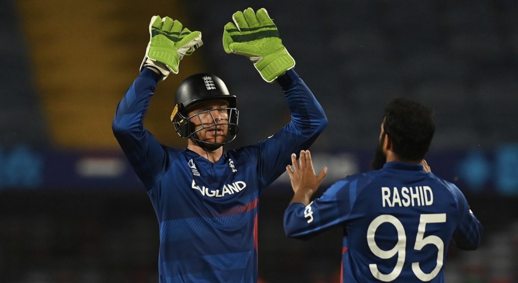 Jos Buttler Adil Rashid 8 Nov 2023 Gareth Copley Getty Images