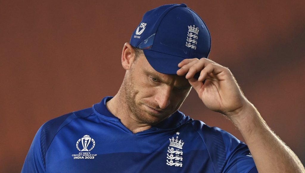 Jos Buttler dejected 4 Nov 2023 Gareth Copley Getty Images