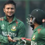 Shakib Al Hasan wicket 6 Nov 2023 Arun Sankar AFP