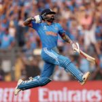 Virat Kohli jumps 50th ODI 100 Robert Cianflone Getty Images