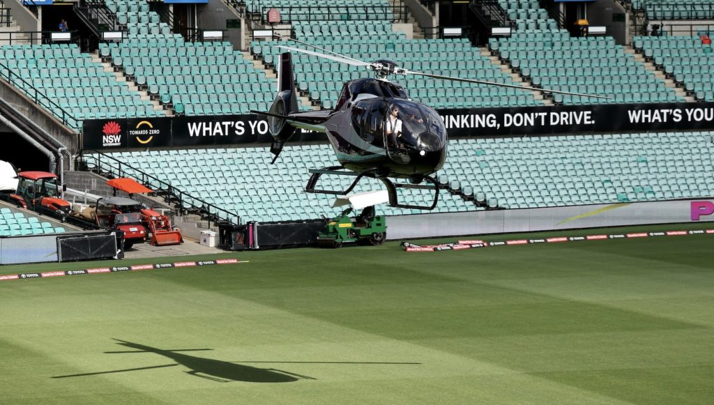 David Warner helicopter