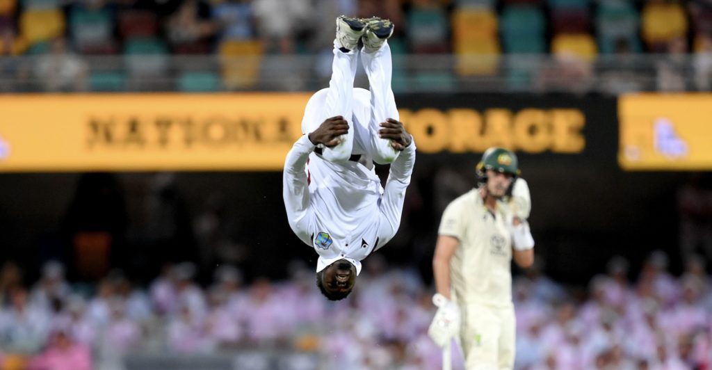 Kevin Sinclair back-flip 26 Jan 2024 Bradley Kanaris Getty Images