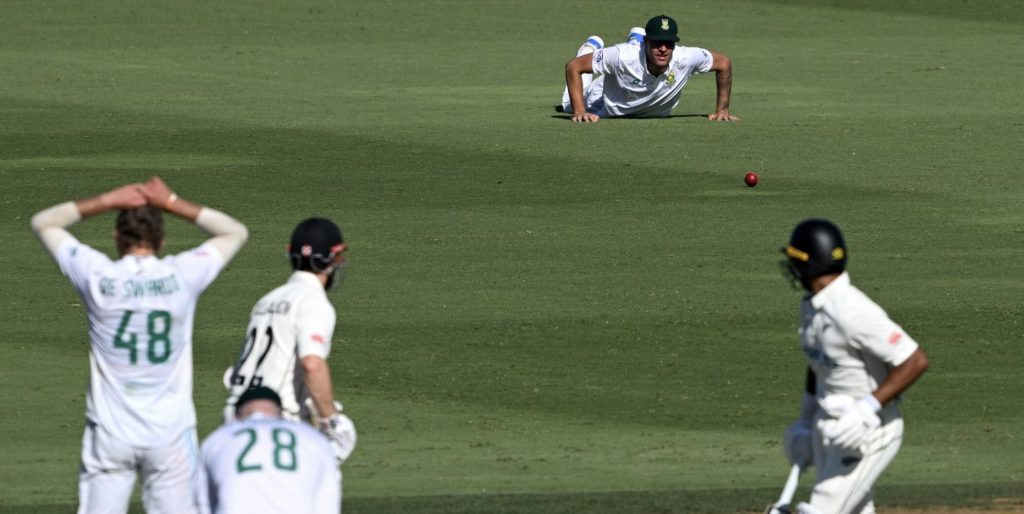 Duanne Olivier dropped catch 4 Feb 2024 Joe Allison Getty Images