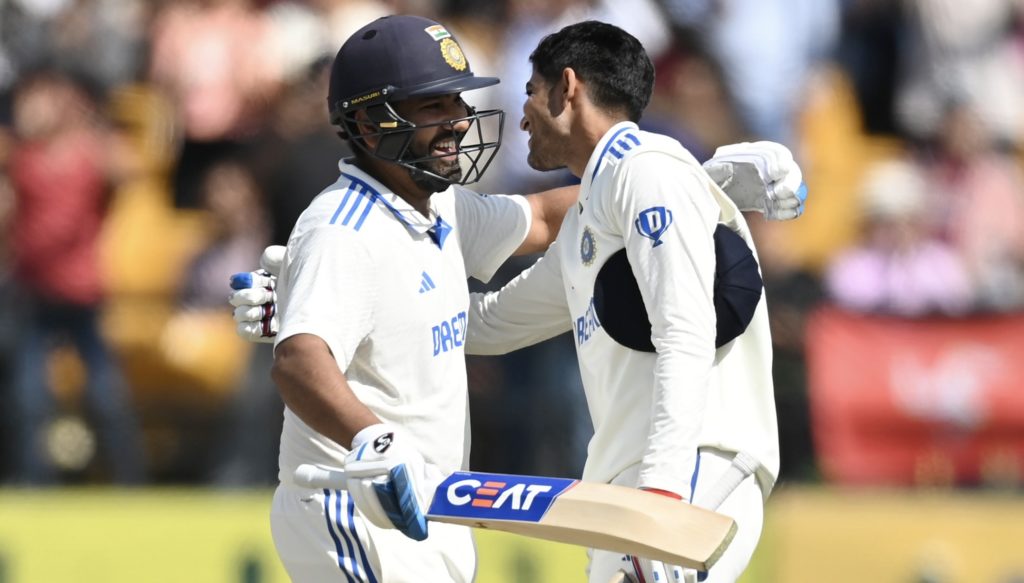 Rohit Sharma Shubman Gill 8 Mar 2024 Gareth Copley Getty Images