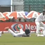 Three slip fielders drop catch