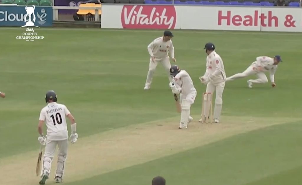 Watch: Elgar's superb slip catch