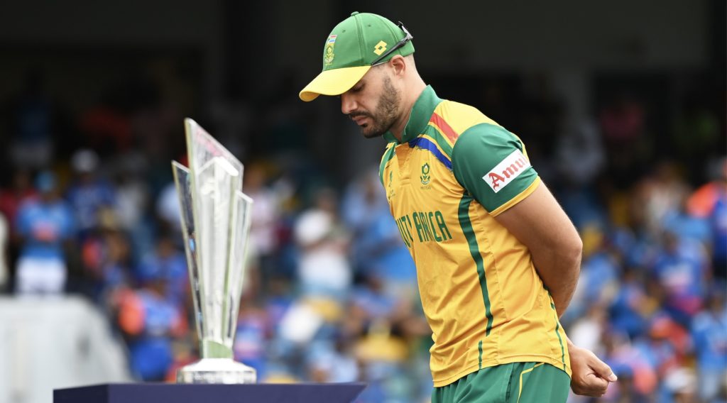 Aiden Markram trophy 29 June 2024 Gareth Copley Getty Images