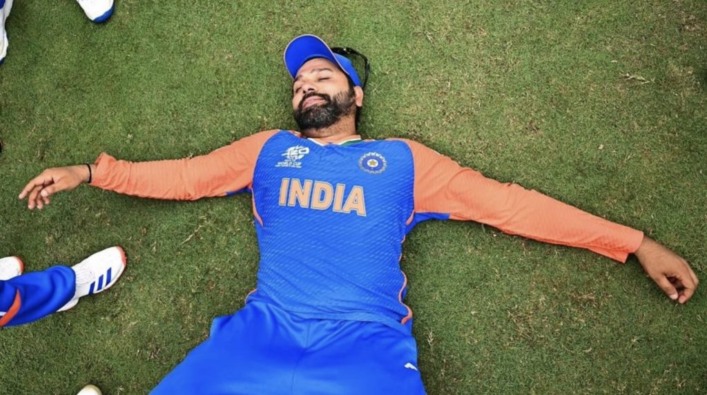 Rohit Sharma India lying down