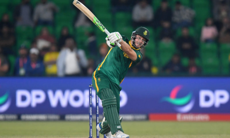 LAHORE, PAKISTAN - MARCH 05: David Miller of South Africa bats during the ICC Champions Trophy 2025 semi final between South Africa and New Zealand at Gaddafi Stadium on March 05, 2025 in Lahore, Pakistan. (Photo by Sameer Ali/Getty Images)
