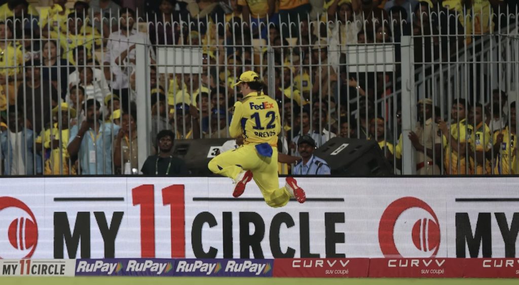 Dewald Brevis catch IPL 30 Apr 2024