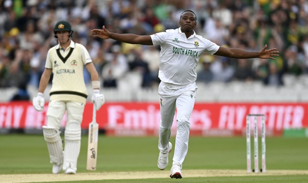 Kagiso Rabada celebrates 11 June 2025 Gareth Copley Getty Images