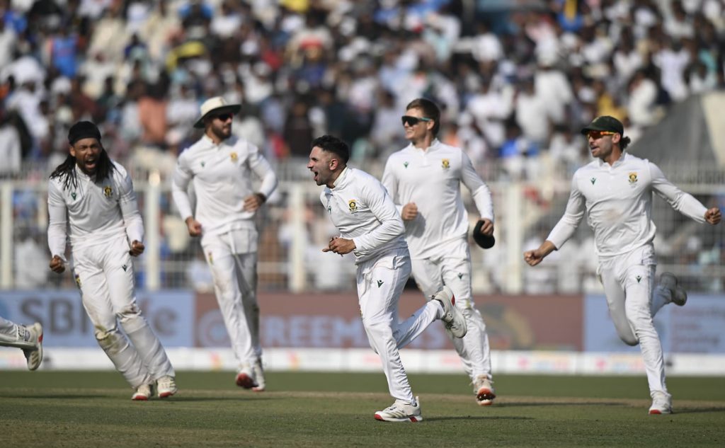 Proteas celebrate 16 November 2025 Prakash Singh Getty Images
