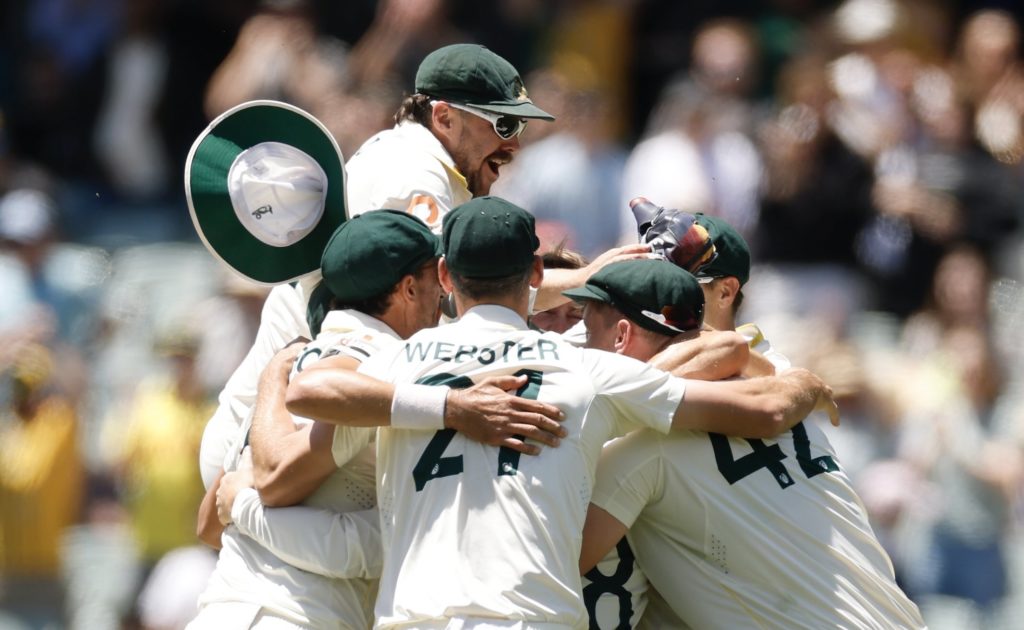 Australia celebrate 21 Dec 2025 Darrian Traynor Getty Images