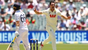 ADELAIDE, AUSTRALIA - DECEMBER 18: Pat Cummins of Australia celebrates taking the wicket of Joe Root of England for 19 runs during day two of the Third Test Match in the 2025-26 Ashes Series between Australia and England at Adelaide Oval on December 18, 2025 in Adelaide, Australia. (Photo by Robert Cianflone/Getty Images)