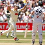 ADELAIDE, AUSTRALIA - DECEMBER 21: Scott Boland of Australia celebrates the wicket of Josh Tongue of England for 1 run to win the match and the series during day five of the Third Test Match in the 2025-26 Ashes Series between Australia and England at Adelaide Oval on December 21, 2025 in Adelaide, Australia. (Photo by Darrian Traynor/Getty Images)
