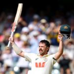 ADELAIDE, AUSTRALIA - DECEMBER 19: Travis Head of Australia celebrates scoring a century during day three of the Third Test Match in the 2025-26 Ashes Series between Australia and England at Adelaide Oval on December 19, 2025 in Adelaide, Australia. (Photo by Quinn Rooney/Getty Images)