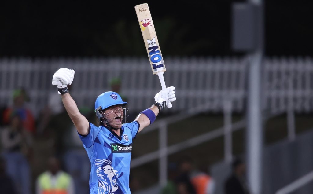 Dewald Brevis celebrates 21 January 2026 Shaun Roy Sportzpics