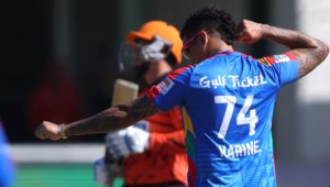 Sunil Narine of Durban Super Giants celebrates getting the wicket of Quinton De Kock of Sunrisers Eastern Cape during match 21 of the Betway SA20 season 4 between Sunrisers Eastern Cape (SEC) and the Durban Super Giants (DSG) held at St George's Park in Gqeberha (Port Elizabeth), South Africa on the 11th January 2026