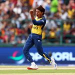 KANDY, SRI LANKA - FEBRUARY 22: Dunith Wellalage of Sri Lanka celebrates taking the wicket of Harry Brook of England during the ICC Men's T20 World Cup India & Sri Lanka 2026 Super 8 match between Sri Lanka and England at Pallekele Cricket Stadium on February 22, 2026 in Kandy, Sri Lanka. (Photo by Robert Cianflone/Getty Images)