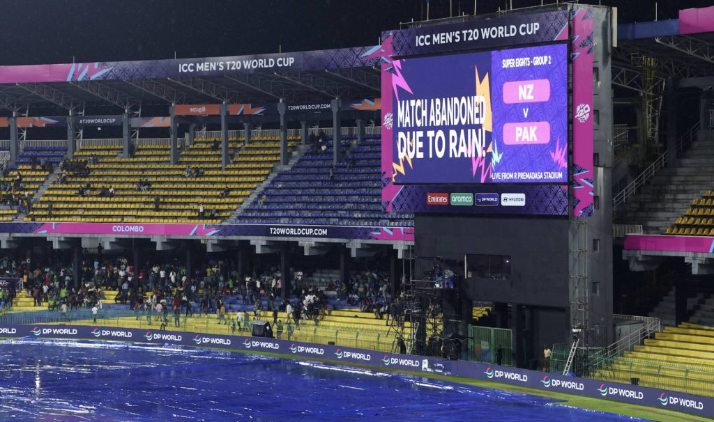 R Premadasa Stadium rain on 21 February 2026 Robert Cianflone Getty Images