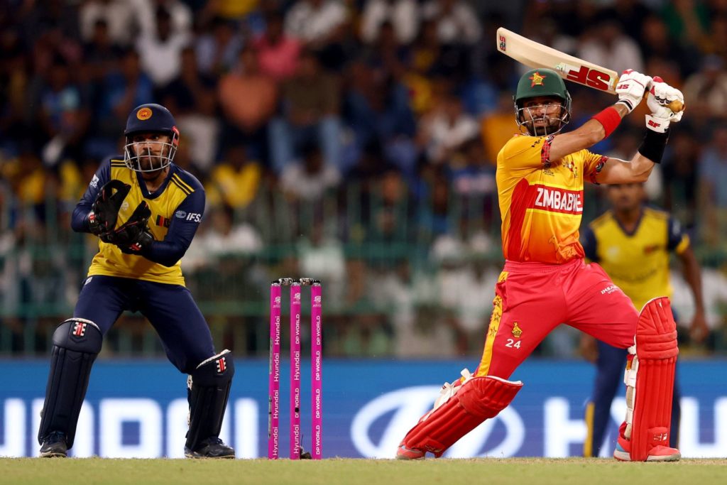 COLOMBO, SRI LANKA - FEBRUARY 19: Sikandar Raza of Zimbabwe bats during the ICC Men's T20 World Cup India & Sri Lanka 2026 match between Sri Lanka and Zimbabwe at R. Premadasa Stadium on February 19, 2026 in Colombo, Sri Lanka. (Photo by Robert Cianflone/Getty Images)